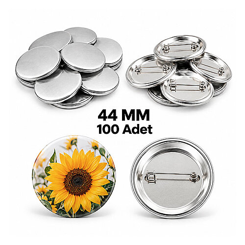 Rozet İğneli Metal Arkalıklı 44 mm 100lü Paket - 
