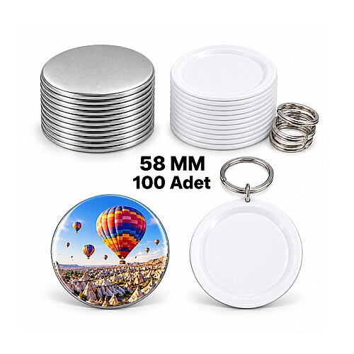 Rozet Anahtarlık 58 mm Yeni 100lü Paket - 
