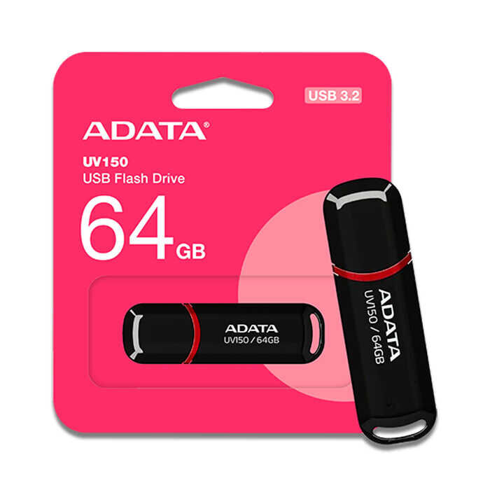 Adata UV150 64 GB USB 3.2 Gen1 Black Flash Bellek - 1