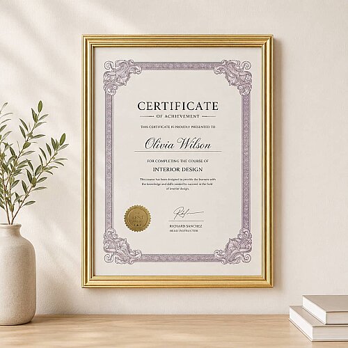 Ahşap Diploma ve Fotoğraf Çerçvesi A4 Altın - sanalbayim