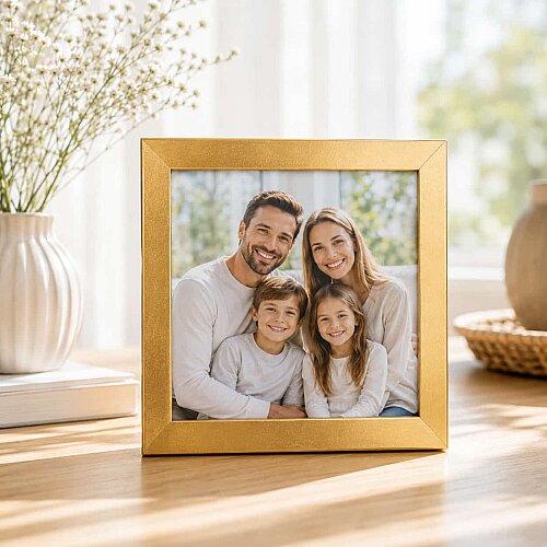 Ahşap Kare Fotoğraf Çerçevesi 20x20 Altın - sanalbayim (1)