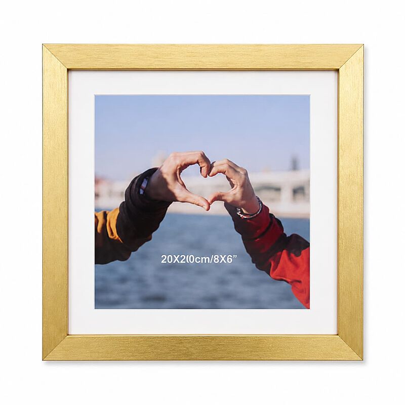 Ahşap Kare Fotoğraf Çerçevesi 20x20 Altın - 5