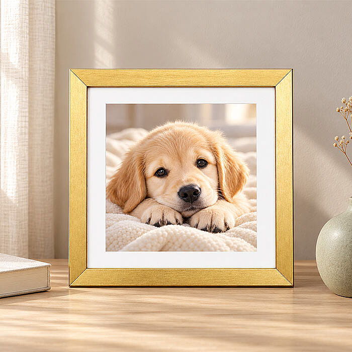 Ahşap Kare Fotoğraf Çerçevesi 20x20 Altın - 2
