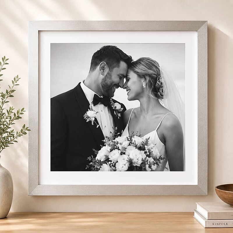 Ahşap Kare Fotoğraf Çerçevesi 30x30 Gümüş - 2