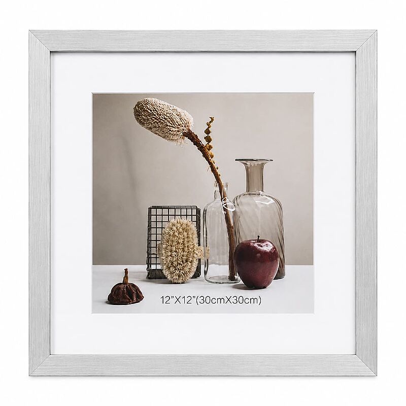 Ahşap Kare Fotoğraf Çerçevesi 30x30 Gümüş - 1