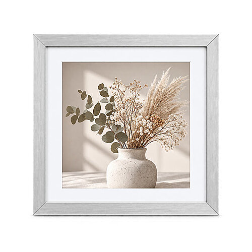 Ahşap Kare Fotoğraf Çerçevesi 30x30 Gümüş - sanalbayim
