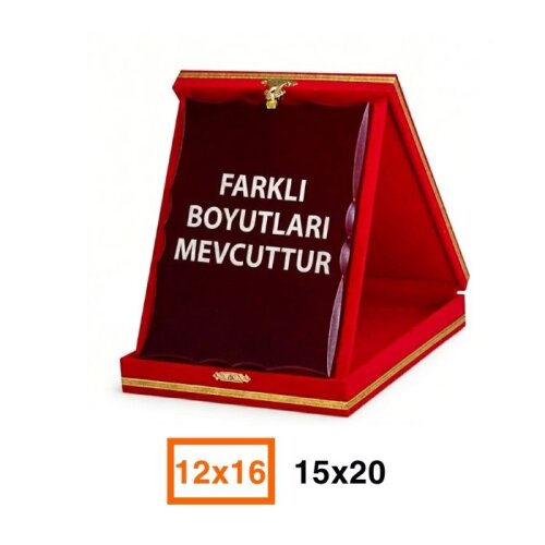 Ahşaplı Kadife Albüm Plaket Kutuları - Kırmızı - 