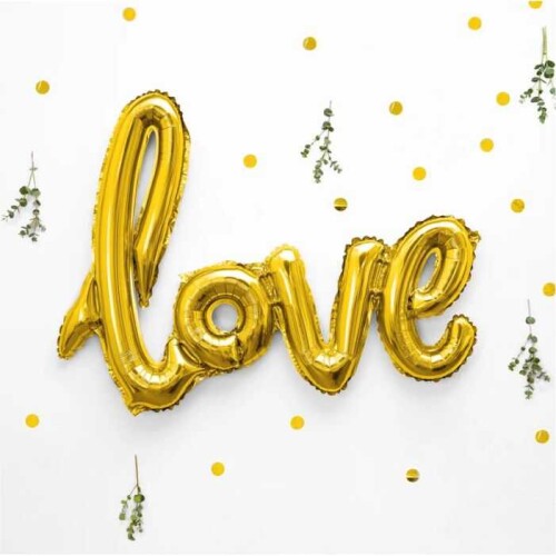 Altın Love Folyo Balon - 60x45cm - (1)