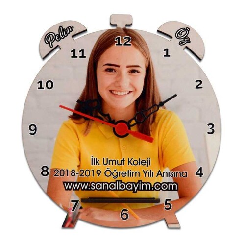 Çalar Saat Şekilli HDF Masaüstü Saat - 1