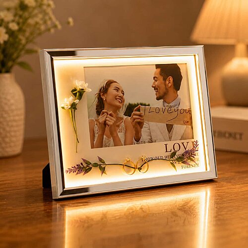 Dekoratif Çiçekli Işıklı Fotoğraf Çerçevesi 15x20 - sanalbayim