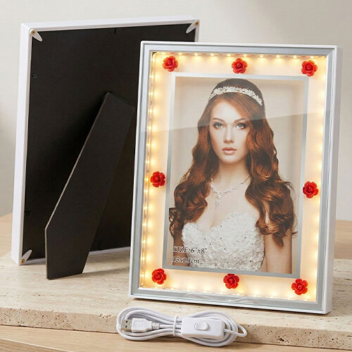 Dekoratif Işıklı Çiçekli Fotoğraf Çerçevesi 15x20 - 3