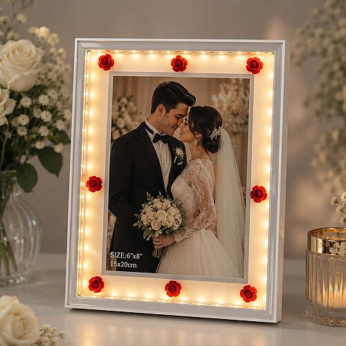 Dekoratif Işıklı Çiçekli Fotoğraf Çerçevesi 15x20 - sanalbayim (1)