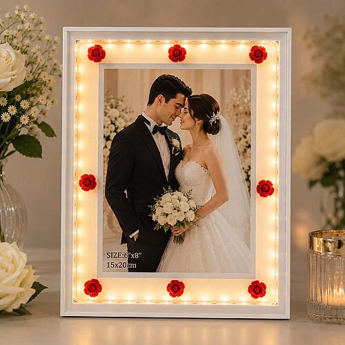 Dekoratif Işıklı Çiçekli Fotoğraf Çerçevesi 15x20 - sanalbayim