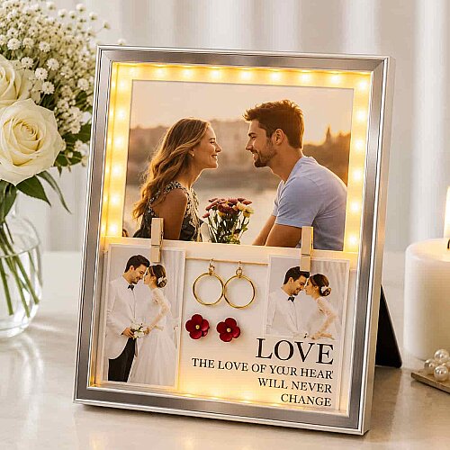 Dekoratif Işıklı Kristal Fotoğraf Çerçevesi 15x20 - sanalbayim