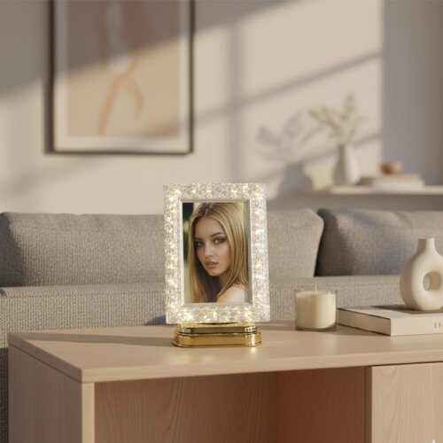 Dekoratif Işıklı Kristal Fotoğraf Çerçevesi Altın - sanalbayim (1)