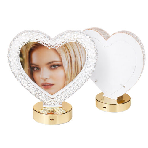 Dekoratif Işıklı Kristal Kalp Fotoğraf Çerçevesi - 3