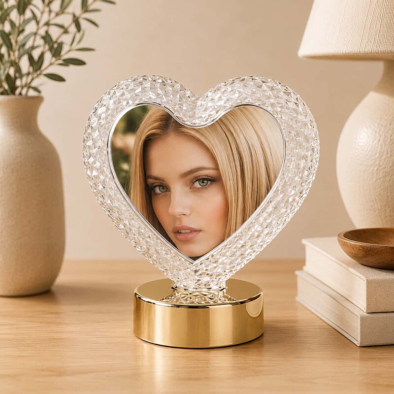 Dekoratif Işıklı Kristal Kalp Fotoğraf Çerçevesi - 1