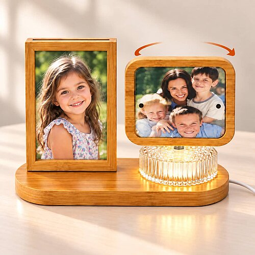 Dönen Ahşap Ledli Fotoğraf Çerçevesi 10x15 - sanalbayim