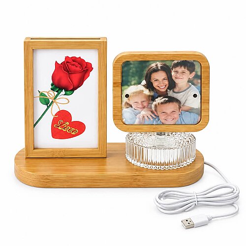 Dönen Ahşap Ledli Fotoğraf Çerçevesi 10x15 - sanalbayim (1)