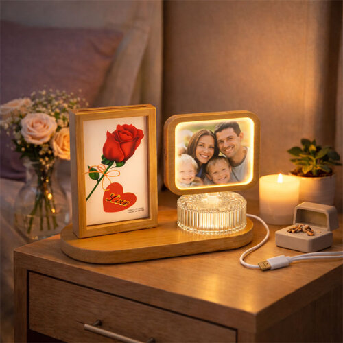 Dönen Ahşap Ledli Fotoğraf Çerçevesi 10x15 - sanalbayim