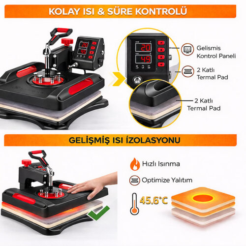 Freesub P8038 Düz Transfer Baskı Presi 38x38 - 3