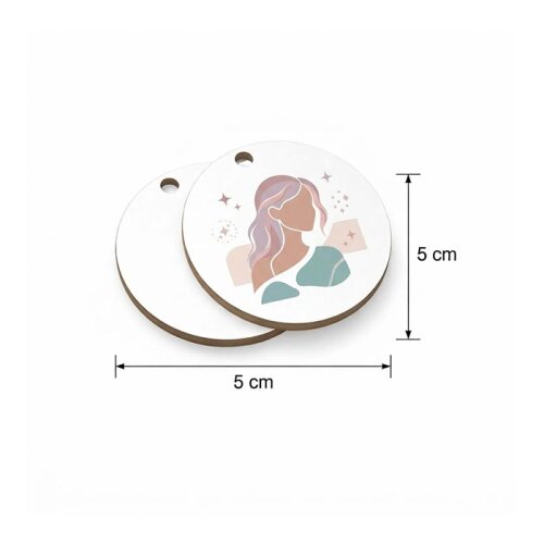 HDF Daire Anahtarlık Tek Taraflı 5cmx5cm - 10
