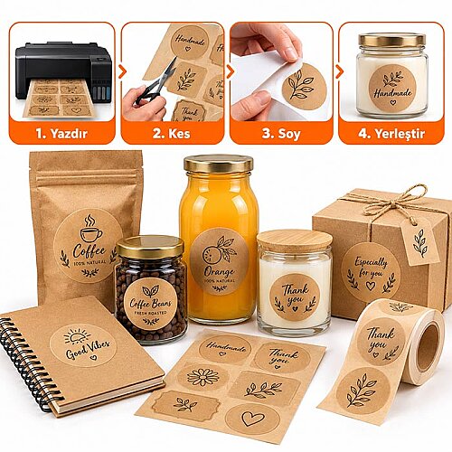 İnkjet Kraft Sticker Etiket - (1)