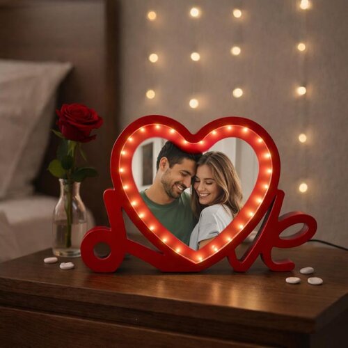 Işıklı Love Kalp Fotoğraf Çerçeveleri - sanalbayim