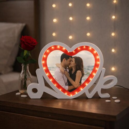 Işıklı Love Kalp Fotoğraf Çerçeveleri - sanalbayim (1)