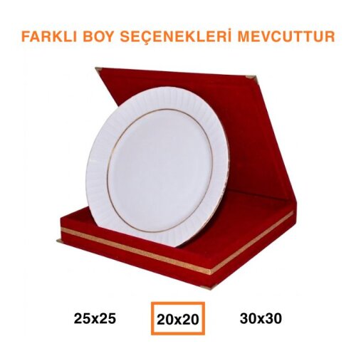 Kadife Tabak Plaket Kutuları - Kırmızı - 
