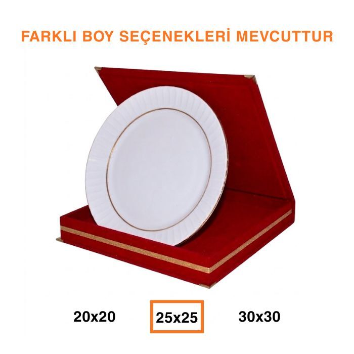 Kadife Tabak Plaket Kutuları - Kırmızı - 2