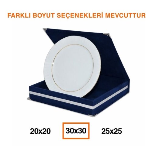 Kadife Tabak Plaket Kutuları - Lacivert - 