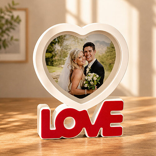 Kalpli Love Yazılı Ledli Çerçeve Beyaz 7734-2 - sanalbayim