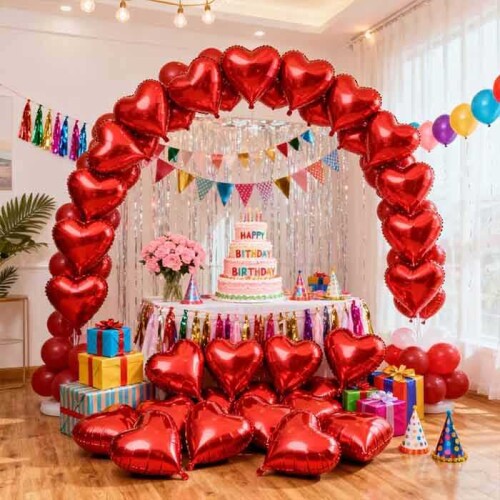 Kırmızı Kalp Folyo Balon - 25cm 2li - 
