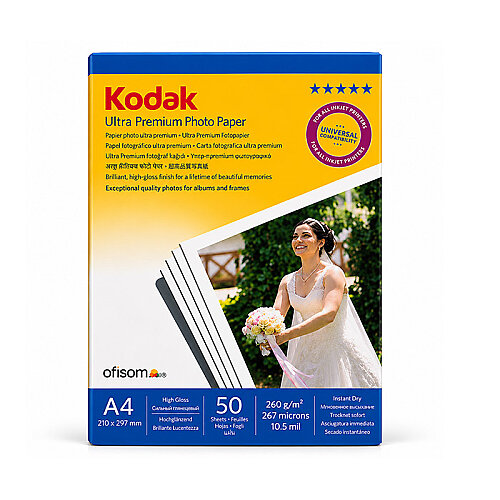 Kodak A4 Parlak İnkjet Fotoğraf Kağıdı 260gr. - Kodak