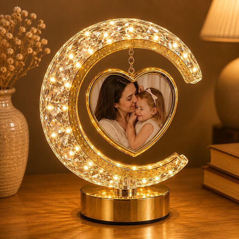 Kristal Ay Kalpli Işıklı Fotoğraf Çerçevesi - 1