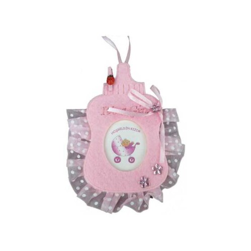 Pembe Biberon Keçe Bebek Çerçevesi - sanalbayim