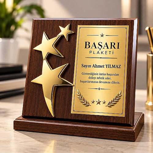 Plaket İçin 3lü Yıldız Altın - 140mm - 