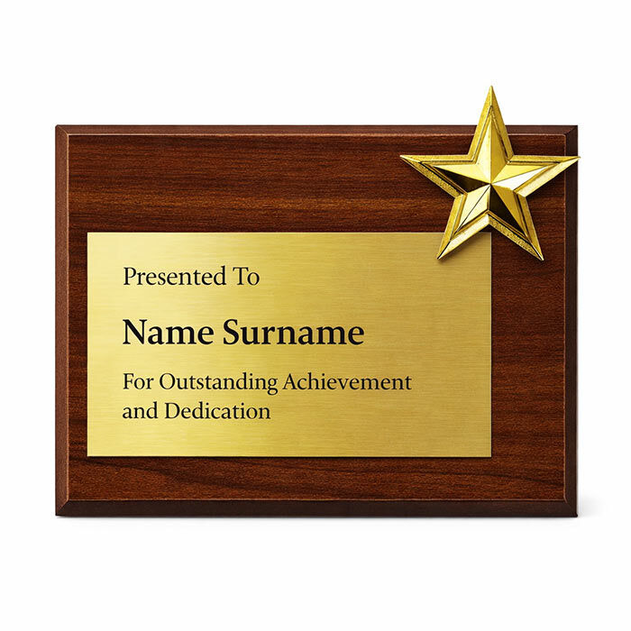 Plaket İçin Kabartma Metal Yıldız Altın - 75x63mm - 1