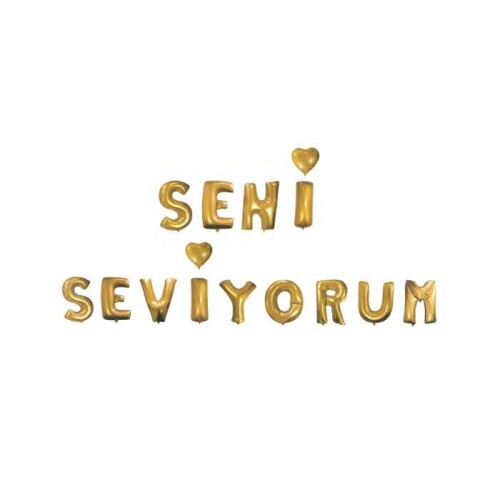 Seni Seviyorum Folyo Balon Seti Altın - 40cm - 