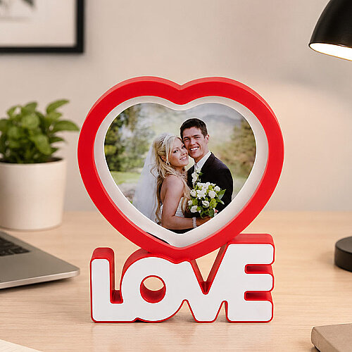 Kalpli Love Yazılı Ledli Çerçeve Kırmızı 7734-3 - sanalbayim