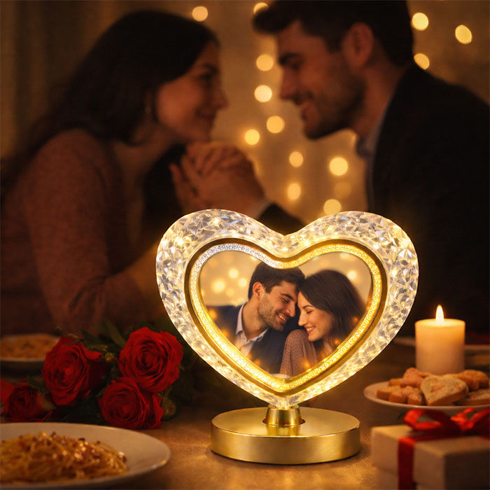 Sihirli Işıklı Kristal Kalp Fotoğraf Çerçevesi - 3