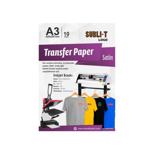 Subli-T Sublimasyon Saten A3 Kumaş 10lu Paket - 