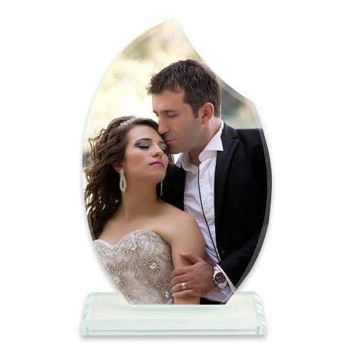 Sublimasyon Kristal Plaket Beyaz Kenarı Kesik Oval - 