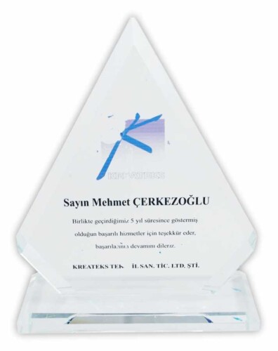 Sublimasyon Kristal Plaket Beyaz Prizma - (1)