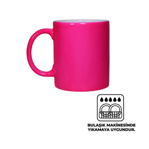 Sublimasyon Neon Pembe Parlak Kupa - 