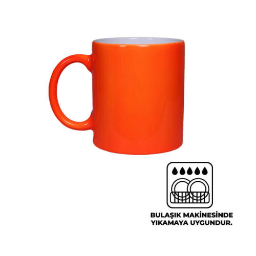 Sublimasyon Neon Turuncu Parlak Kupa - 