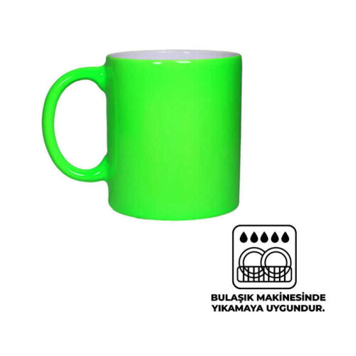 Sublimasyon Neon Yeşil Parlak Kupa - 