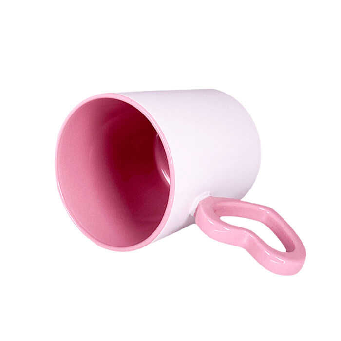Süblimasyon Pembe Kalpli İçi Pembe Kupa UC - 7