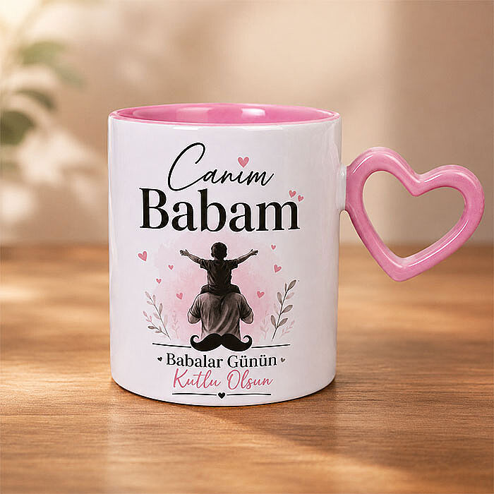 Süblimasyon Pembe Kalpli İçi Pembe Kupa UC - 2